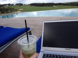A stressful day working poolside