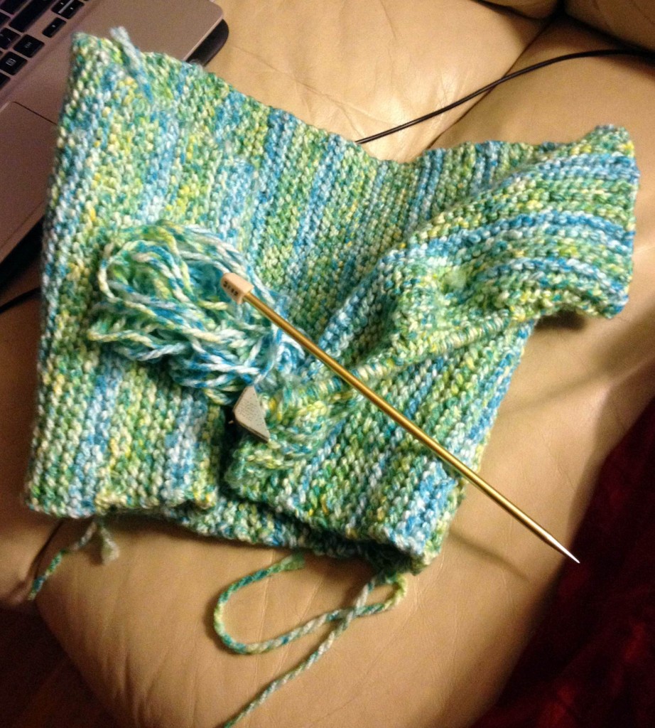 Oddly shaped knit scarf